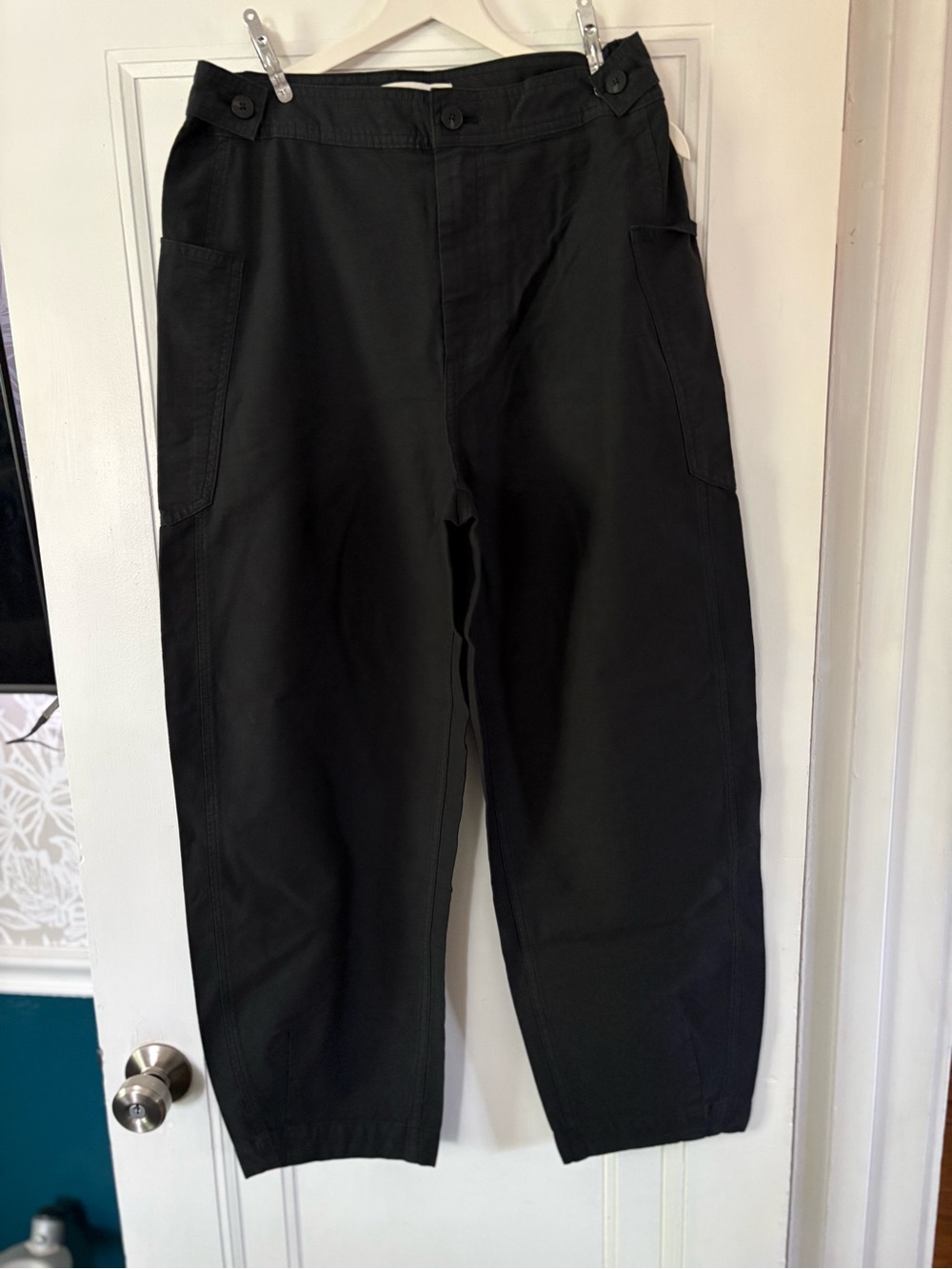 NWOT EVERLANE The Fatigue Barrel Pant in Black Cotton Linen Blend Size 8 - Picture 10 of 16